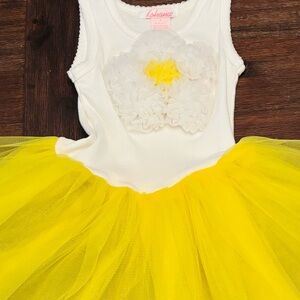 White and Yellow Daisy Kids Dress